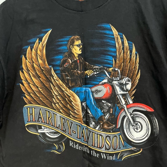 1994 vintage Harley Davidson ride with the wind T-shirt ๐ค temporarily N/A - Picture 7 of 7